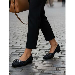 Salvatore Ferragamo Vintage Boutique Gancini Fabric Loafers - Black - Size 7.5